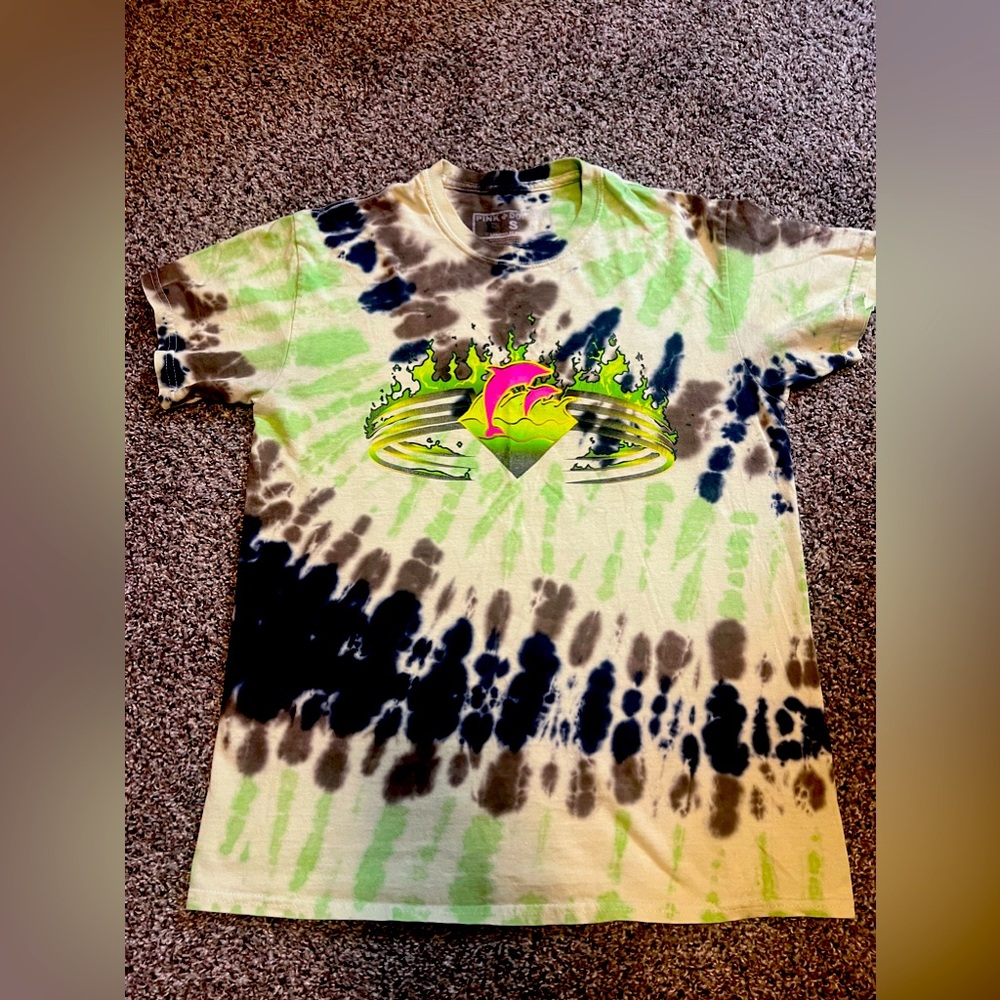 Pink Dolphin Tie Dye T-Shirt Multi Color Size S Cotton T-Shirt .